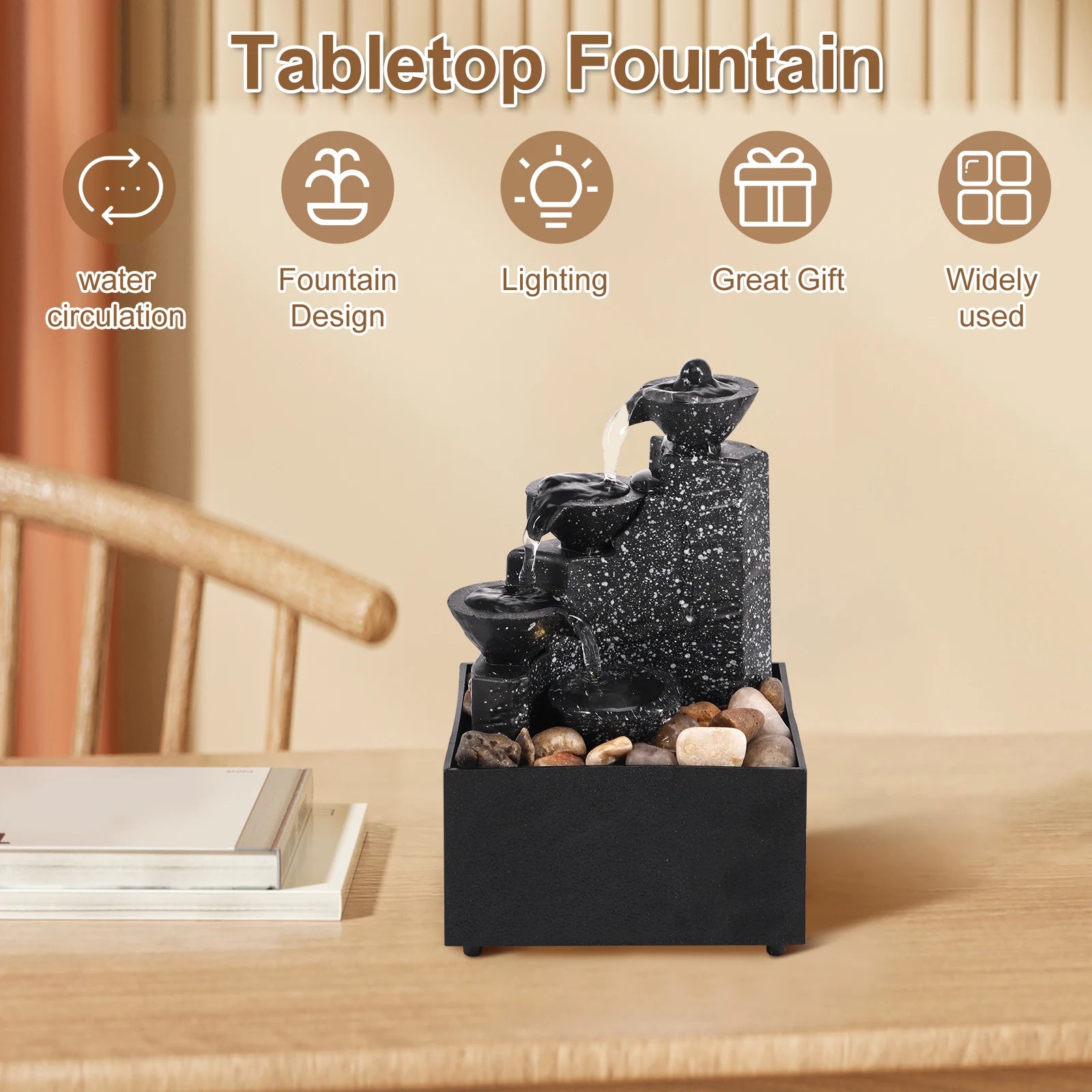 Desktop Waterfall Decoration Flowing Water Small Living Room Office Tabletop Fountain