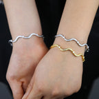 Personality Wave Shape Bangles 58mm Cubic Zirconia Brass Gold/Platinum Plated Bracelet