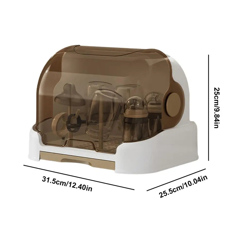 Baby Bottle Drying Rack With Removable Drip Tray Portable Storage Box With Lid