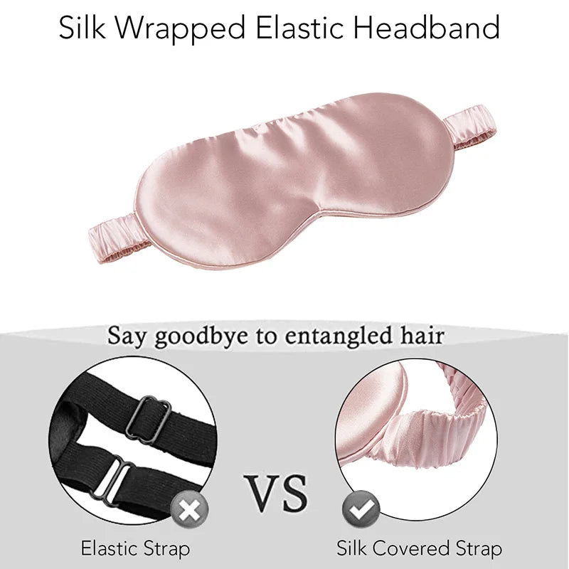 100% Mulberry Silk Sleep Mask Men Women Eye Cover Total Blackout Size 20 X 8.5cm