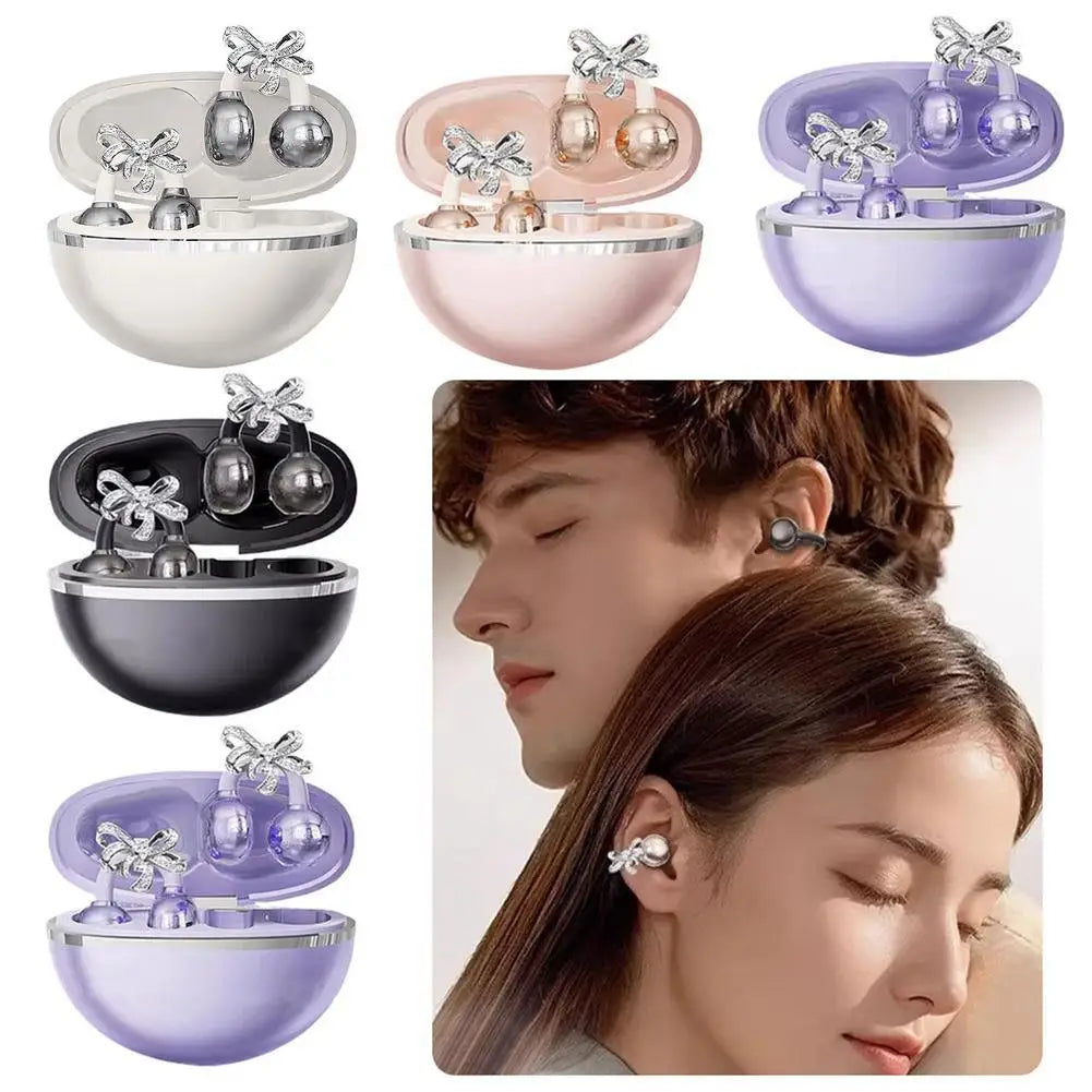 Clip-On Earbuds Wireless Bluetooth 5.4 Comfortable Open Ear Headphones with Aurora Earrings 50h Play Christmas Gifts