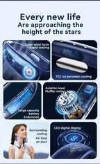 Xiaomi Portable Neck Fan 10000mAh Mini Bladeless Silent USB Rechargeable LED Digital Display 5th Gear Air Cooler