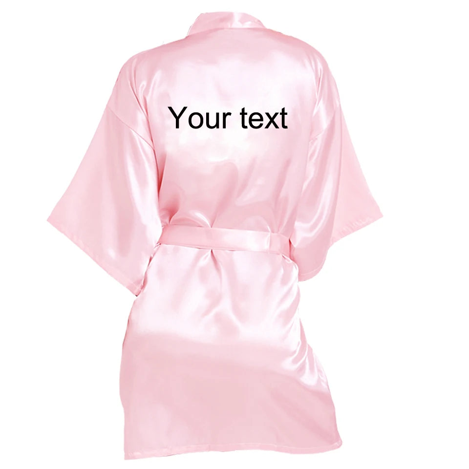 Customized Name Date Wedding Bathrobe Faux Silk Bridal Robe Bridesmaid