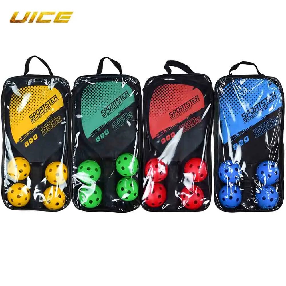 Pickleball Rackets Set Paddles Set of 2 & 4 Pickleballs Sports Accessory