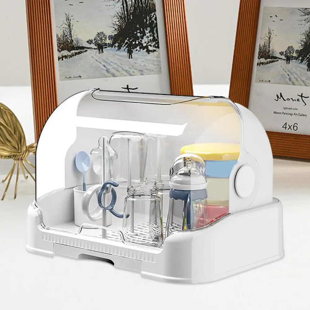 Baby Bottle Drying Rack With Removable Drip Tray Portable Storage Box With Lid