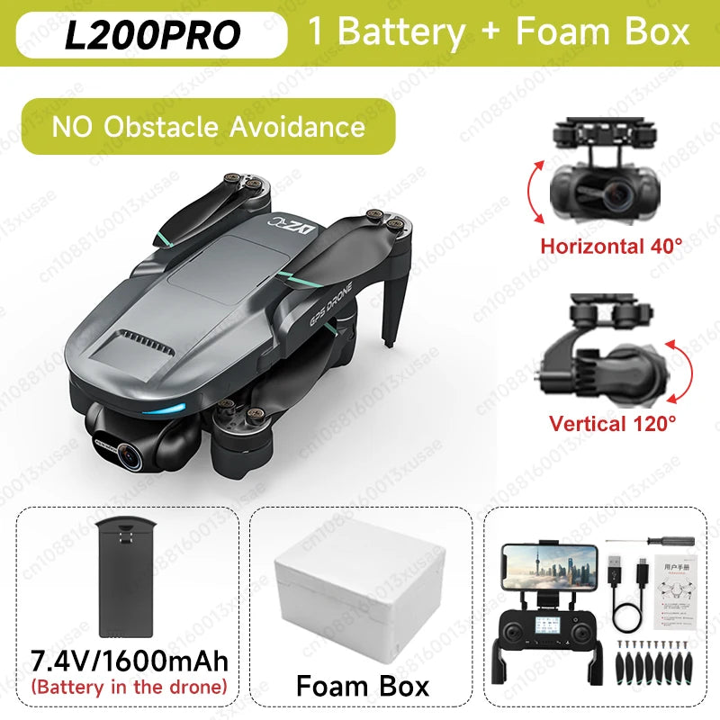 L200 PRO MAX Brushless Motor 2-Axis Gimbal 4K Professional GPS Drone 360° Obstacle Avoidance 5G WIFI Quadcopter Drone RC