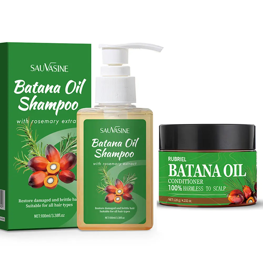 Batana Oil Shampoo and Conditioner Strengthens Restore Damaged Cleansing Dandruff Control Hair Growth