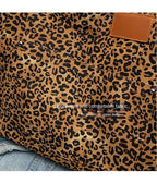 Oversized Leopard Print Shoulder Bag Women Canvas Large Capacity Shopping Tote