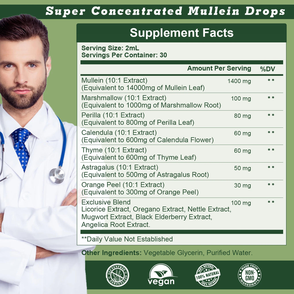 Mullein Drops for Lungs Detox & Cleanse