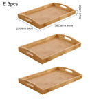 Wide Bamboo Organizer Tray with Handles for Cutlery Serving Spoons Cooking Utensils Teapot Teacup