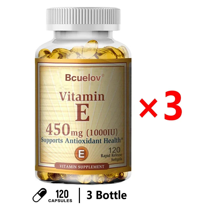 Bcuelov Vitamin E 450MG  Supports Immune System & Skin Nutrition Natural Antioxidant Gluten & Dairy Free