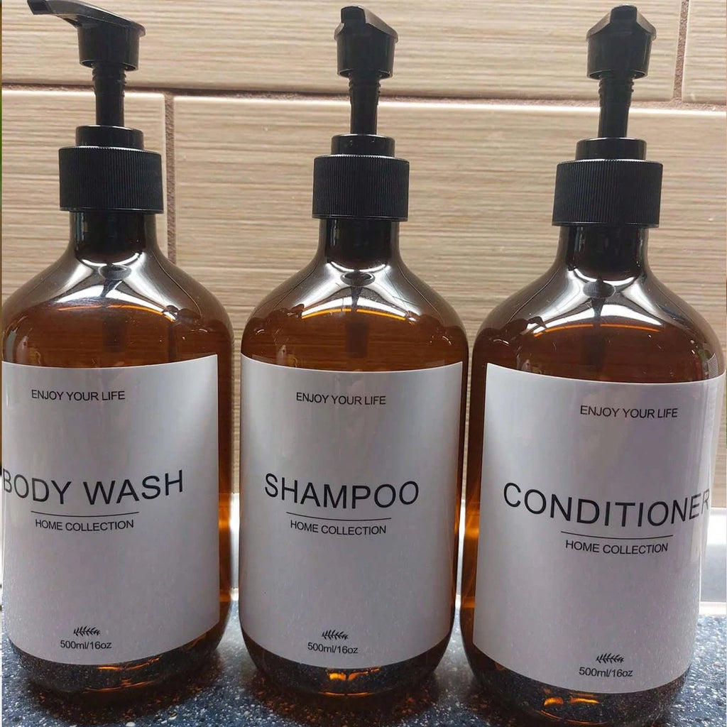 3pcs/500ml Waterproof Dispenser  Shampoo, Shower Gel, and Body Lotion-