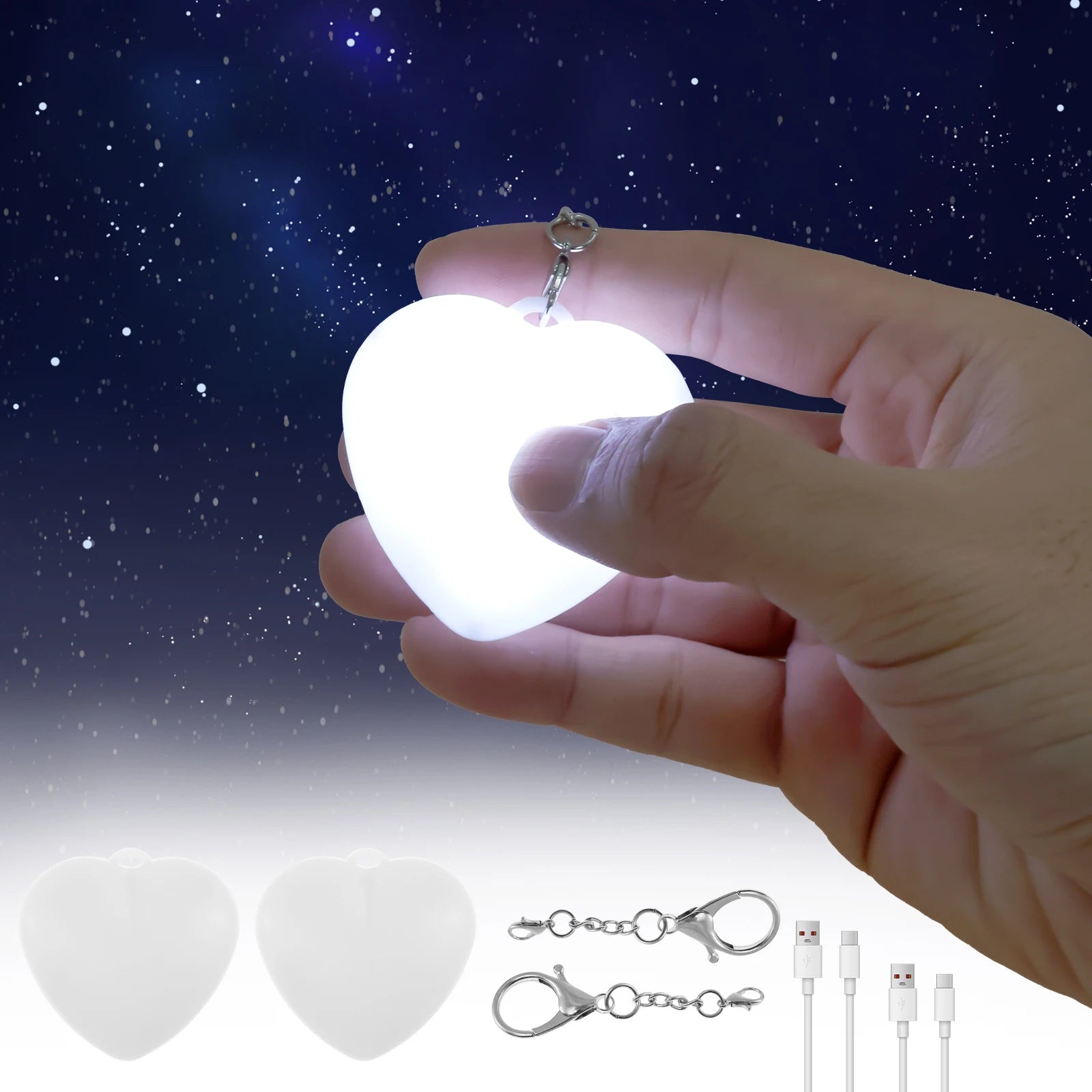 2Pc Purse Glow Heart Light LED Automatic Touch Activated Handbag Light Night Light