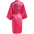 Customized Name Date Wedding Bathrobe Faux Silk Bridal Robe Bridesmaid