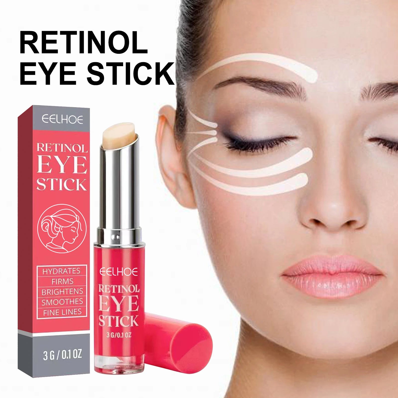 Retinol Eye Cream Stick Dark Circles Anti-Puffiness Smooth Brightening Moisturizing Firming Under Eye Treatment