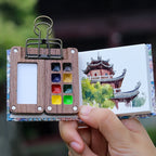 Portable Travel Watercolor Set Schmincke 8 Colors Mini Walnut Paint Box Sketchbook Supplies