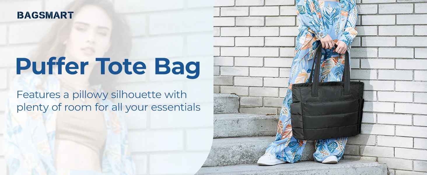 BAGSMART Tote Bag Large Capacity Puffer Padded Portable