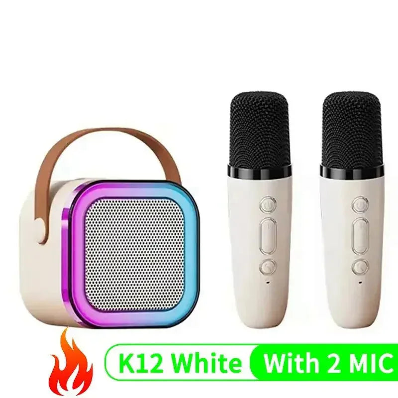K12 Karaoke Machine 1/2 Wireless Microphones Portable 5.3 PA Bluetooth Speaker System RGB Lights Audio Home KTV