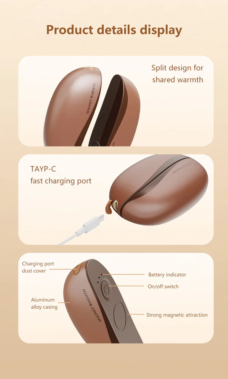 Xiaomi Hand Warmer Rechargeable Magnetic Design Electric 6000mah Split-type Skin-friendly Material
