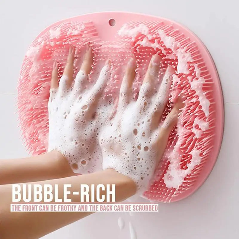 Scrubber Shower Massage Pad Silicone Wall Mounted Back Reusable Cleaning Brush Feet Washer Mat