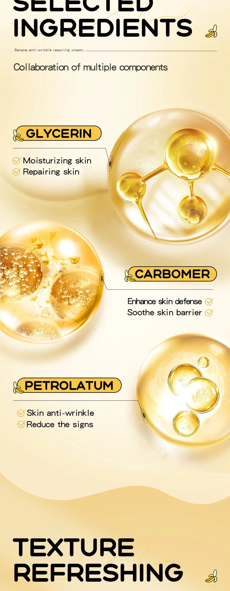 SADOER Banana Skin Brightening Cream Moisturizing Facial Hydrating Face Beauty Skin Care Products