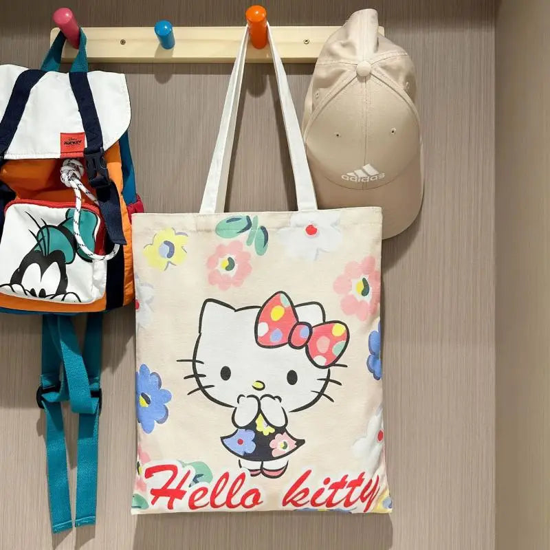  Hello Kitty Large Capacity Canvas Bag Fashion Shoulder Bag Holiday Gift for Girls