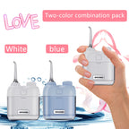 YUESI Portable Water Flosser Travel Mini Dental Irrigator 2 Nozzles 4 Modes Continuous Flow Plaque Busting Teeth Cleaning
