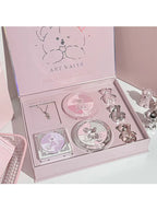 ART VALUE 7PC Makeup Set 3 Colors Lip Mud Pressed Powder Blush Eyeshadow Necklace