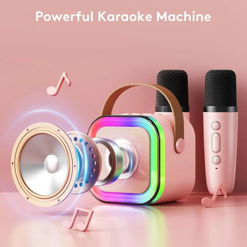 K12 Karaoke Machine 1/2 Wireless Microphones Portable 5.3 PA Bluetooth Speaker System RGB Lights Audio Home KTV