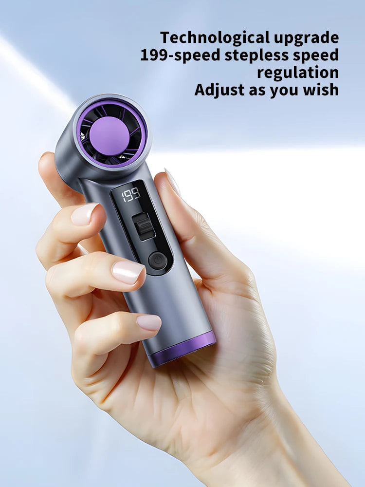 Pocket Turbo Fan Mini Small Wind Summer Cooling Portable Digital Display Wireless Rechargeable Blower