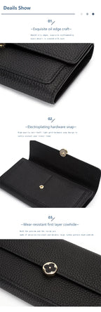 Women's Wallet Full Leather Long Wallet First Layer Cowhide Leather Clutch
