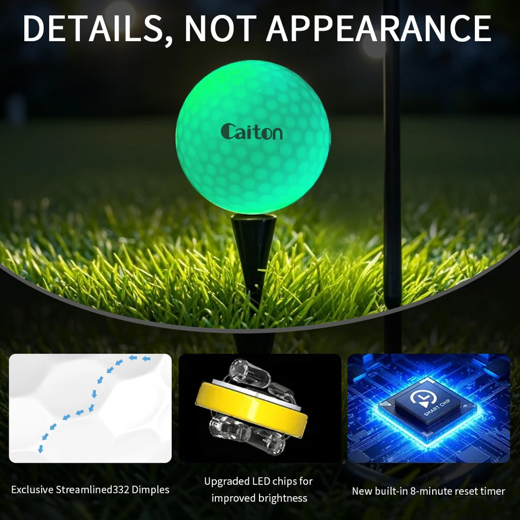 Caiton Night Glow Golf Balls – Set of 6, Perfect Gift for Golf Lovers
