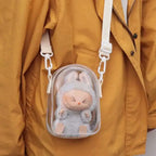 Labubu Protect Case Sitting Party 15cm Cotton Doll Shoulder Bag PVC Storage
