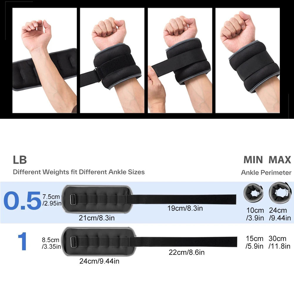 1 Pair Ankle Wrist Weights for Men and Women (0.25kg/0.5kg Each Pack) with Adjustable Strap