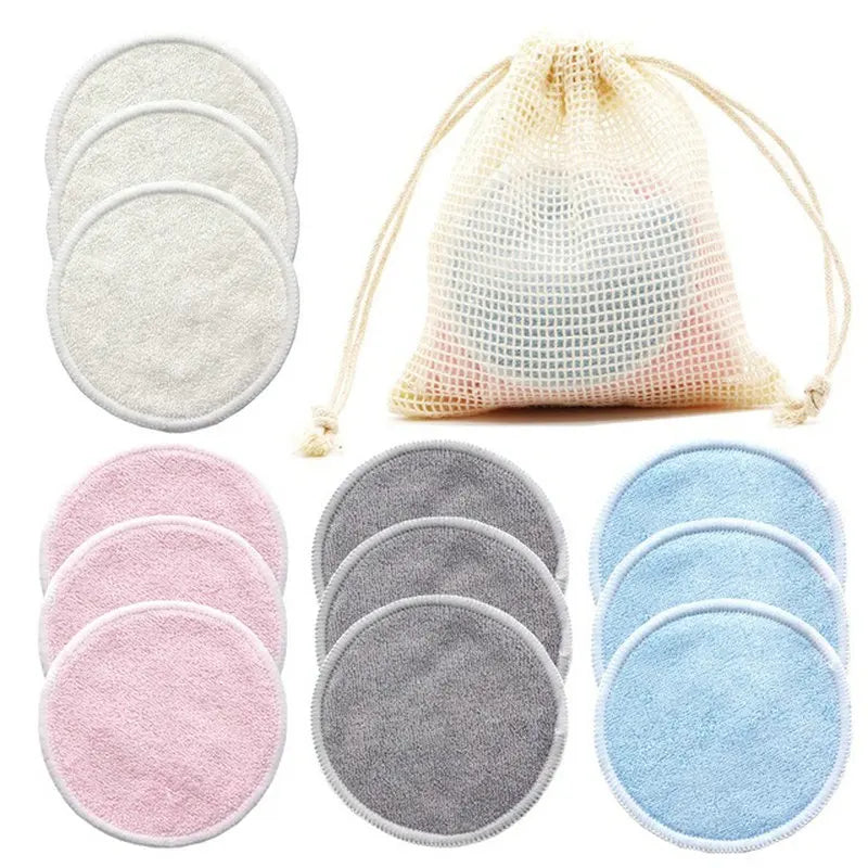 12PC Reusable Round Cotton Pads Makeup Remover Washable Round Bamboo Nursing