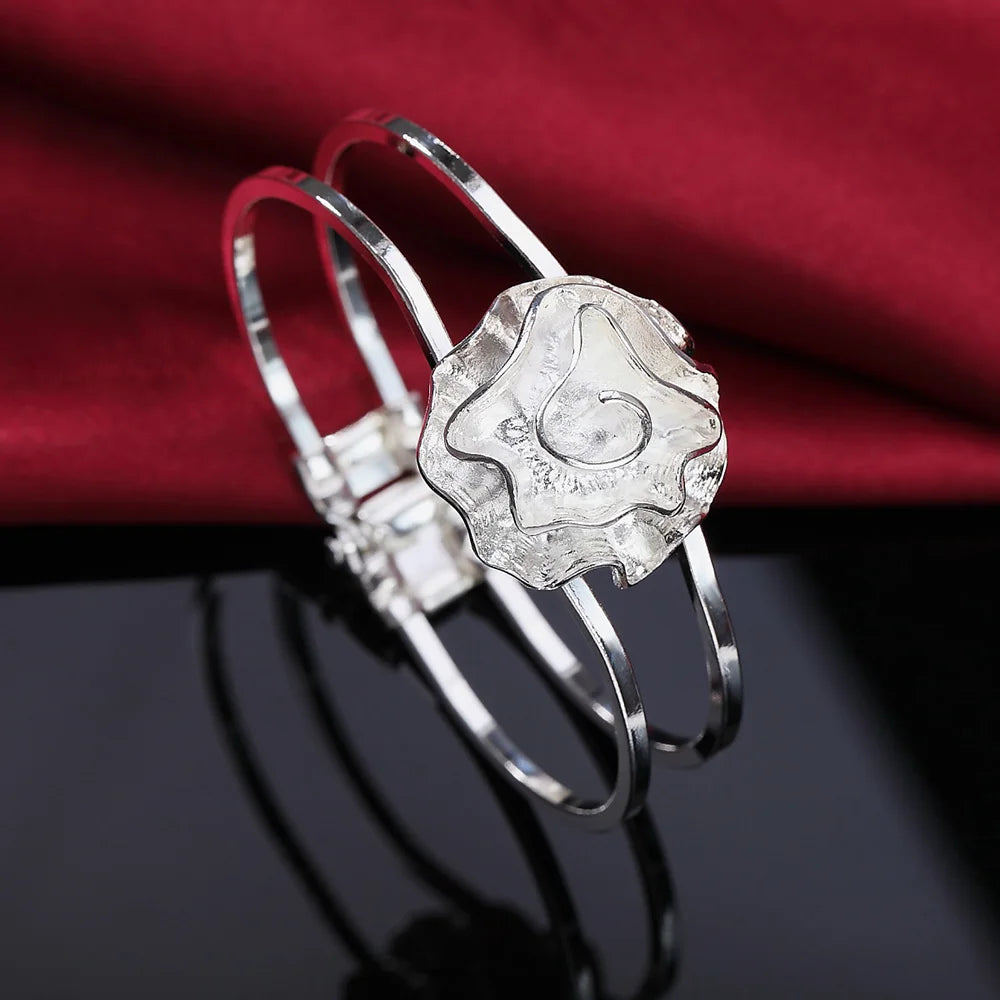 Trendy 925 Sterling Silver Bracelet Fashion Jewelry Adjustment Cuff