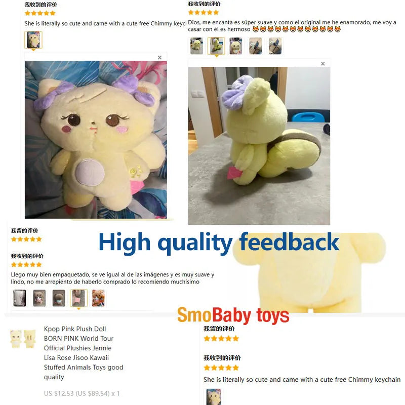 Pink Plush Doll World Tour Official Plushies Jennie Lisa Rose Jisoo Kawaii Stuffed Animals Toys Good Quality