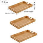Wide Bamboo Organizer Tray with Handles for Cutlery Serving Spoons Cooking Utensils Teapot Teacup
