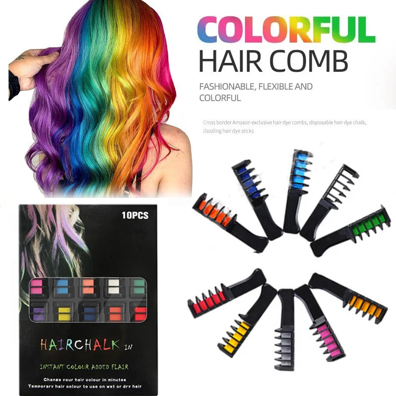10 pc Hair Chalk For Girls Fashion Colored Chalks Temporary Hair Coloring Product