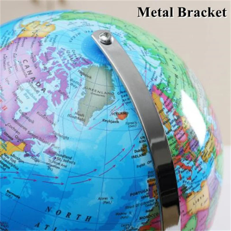 Sphere Diameter 25cm English World Globe HD Printed 360° LED Light Desk Lamp Globe Metal ABS