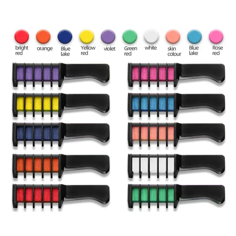 10 pc Hair Chalk For Girls Fashion Colored Chalks Temporary Hair Coloring Product