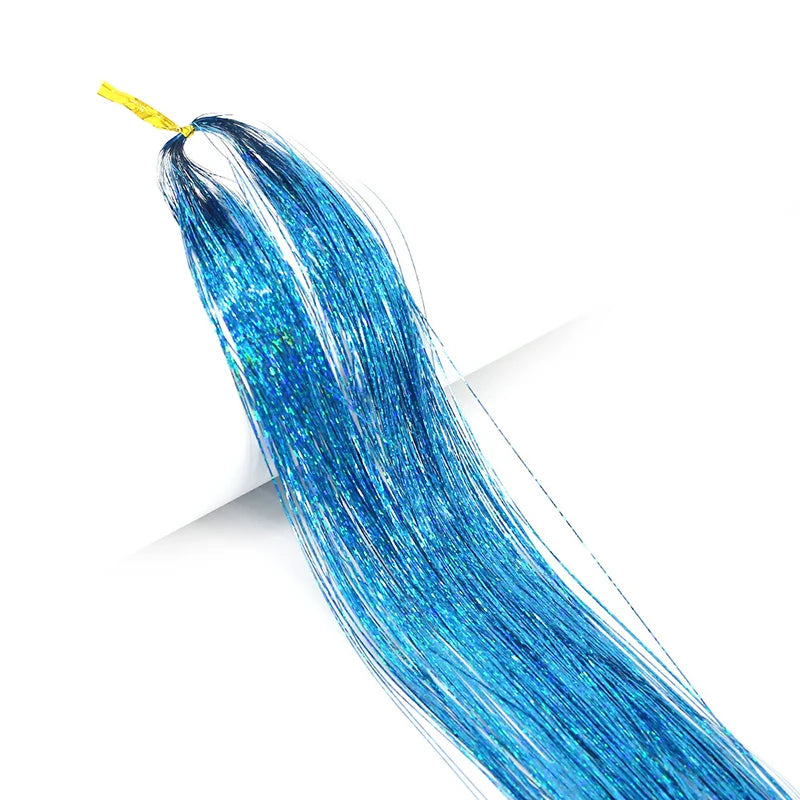 93cm Sparkle Hair Tinsel Rainbow Colored Strands  Hair Extensions Glitter