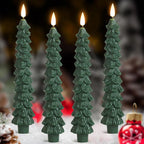 2pc/4pcs Christmas Tree LED Flameless Candles 3D Flame Green Candlesticks Christmas