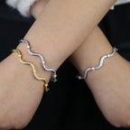 Personality Wave Shape Bangles 58mm Cubic Zirconia Brass Gold/Platinum Plated Bracelet
