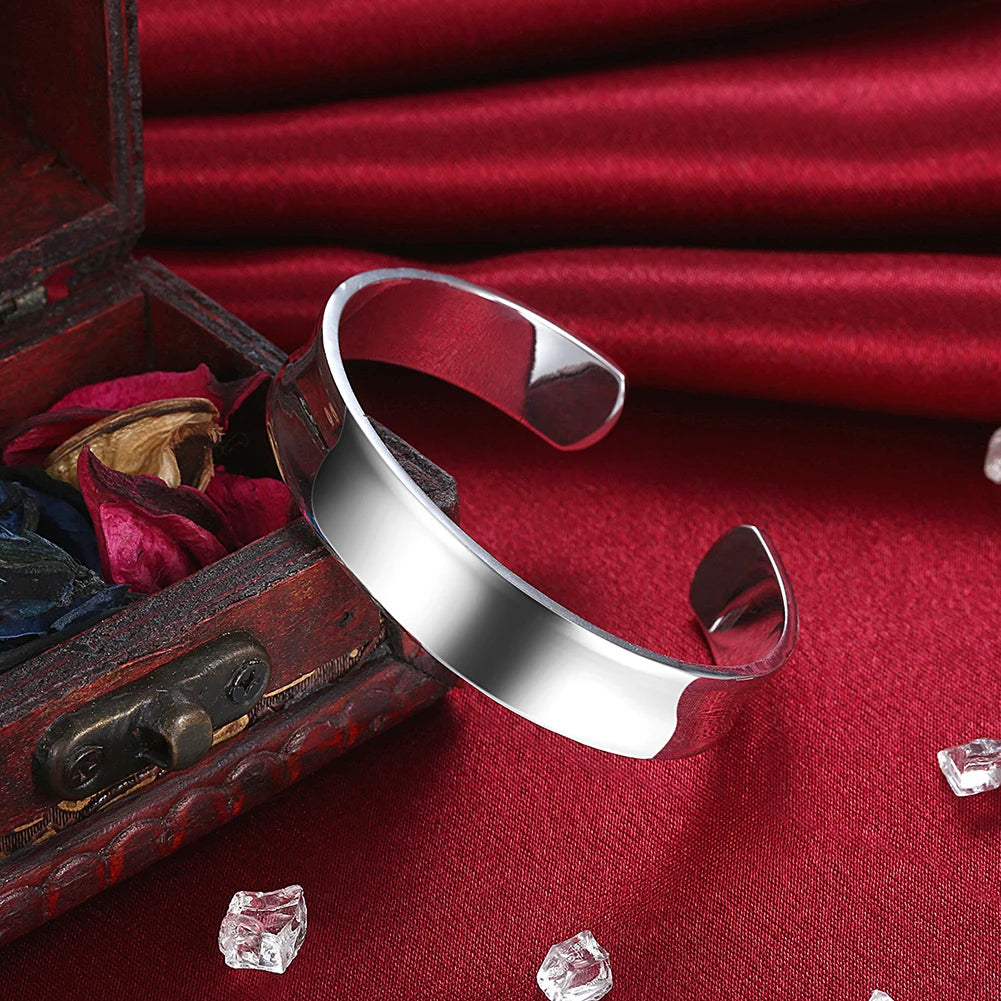 Trendy 925 Sterling Silver Bracelet Fashion Jewelry Adjustment Cuff