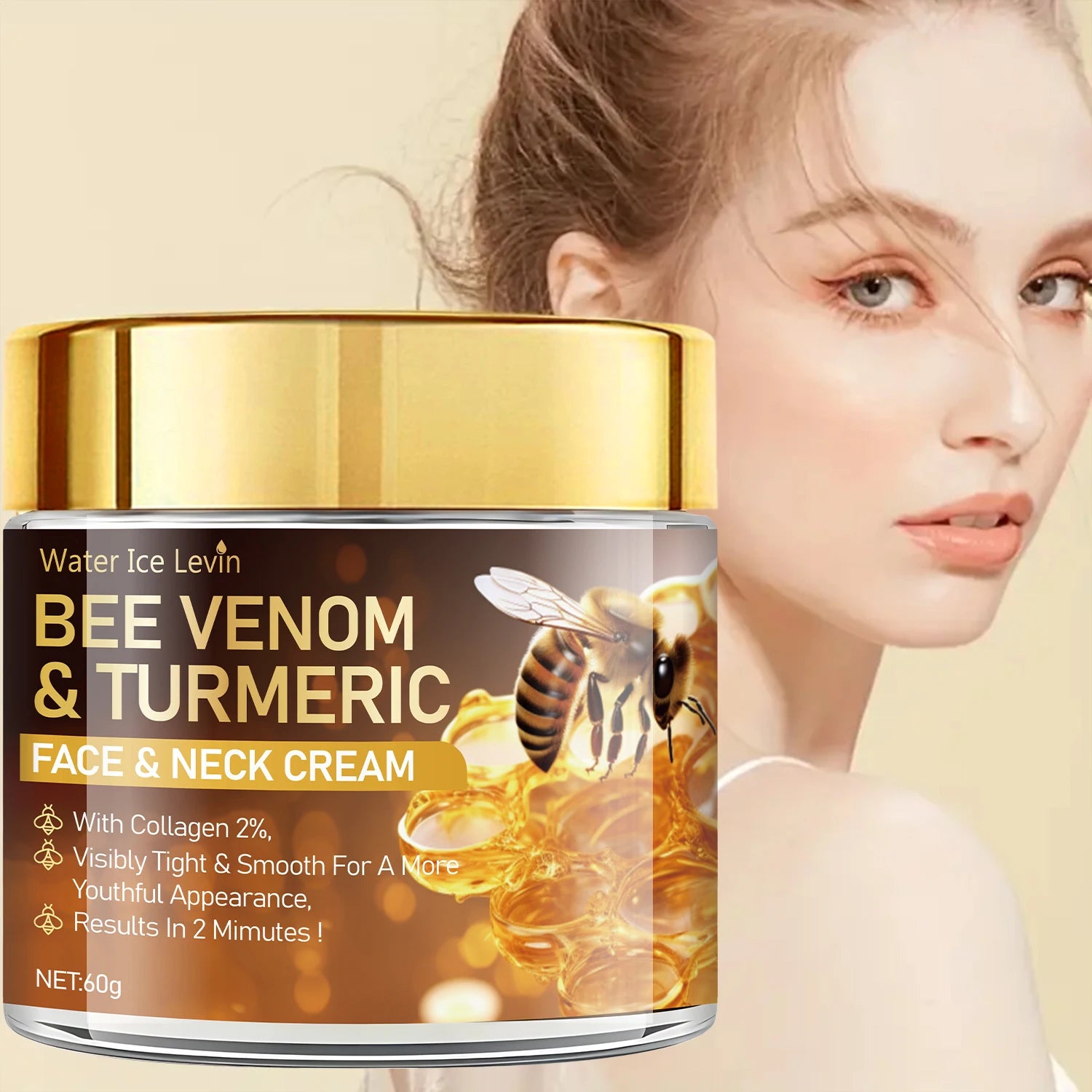 Bee Venom Instant Facial Lifting Cream Firms Smooths Alcohol-Free Suitable for All Skin Types