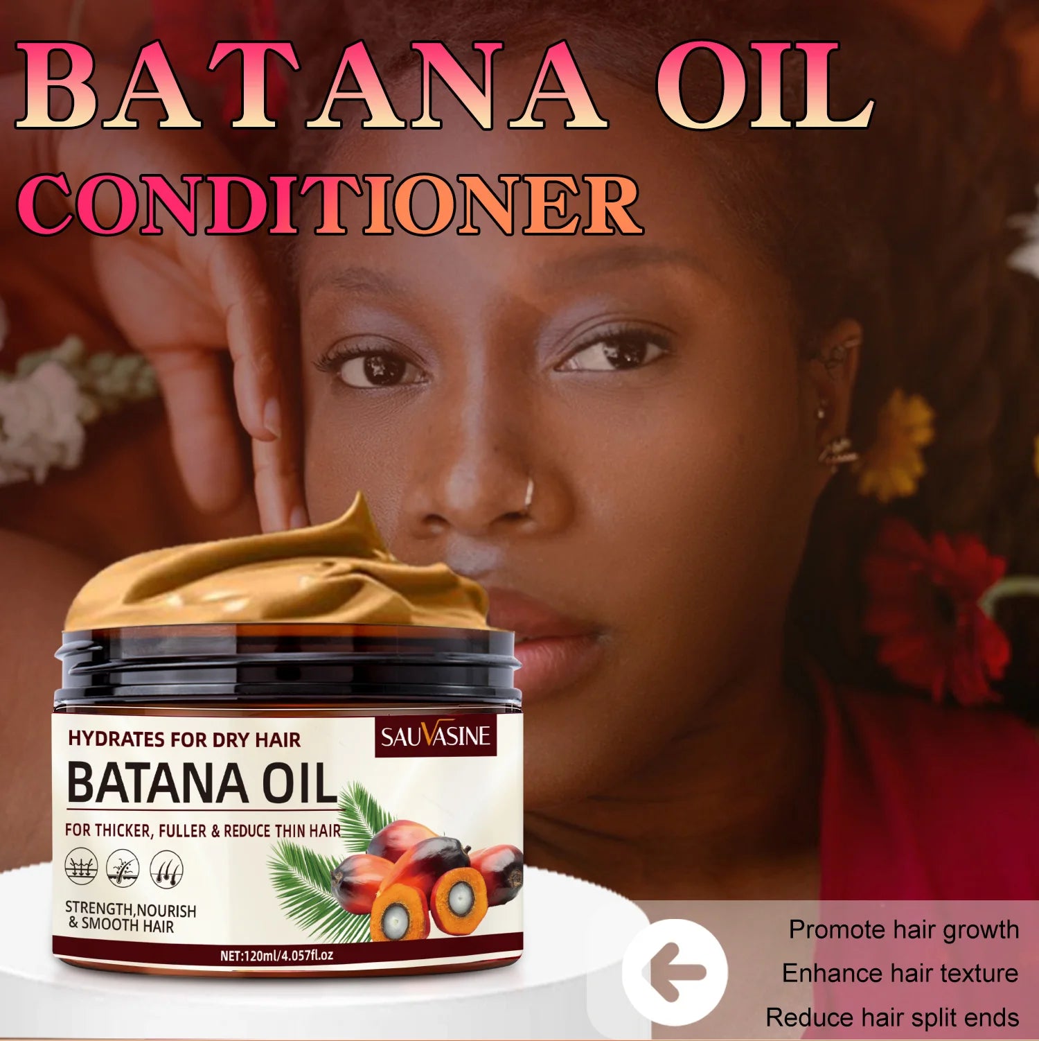 Batana Oil Hair Conditioner Smoothing Nourishing Repair Moisturizing Frizz Vitamin E