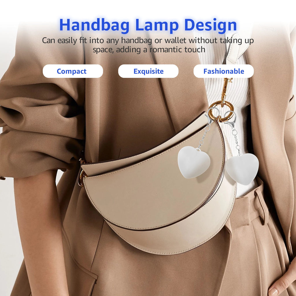2Pc Purse Glow Heart Light LED Automatic Touch Activated Handbag Light Night Light