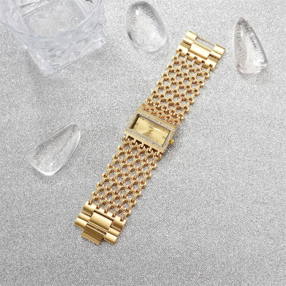 Luxury Noble Gold Ladies Quartz Watch Women's Bracelet