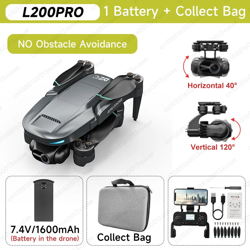 L200 PRO MAX Brushless Motor 2-Axis Gimbal 4K Professional GPS Drone 360° Obstacle Avoidance 5G WIFI Quadcopter Drone RC